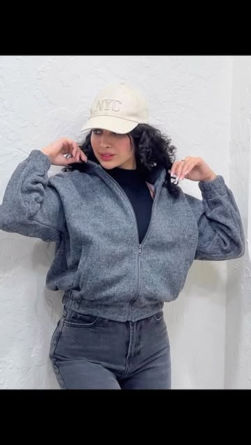 بامبر جکت زنانه پارچه  فوتر طرح زارا zara free size