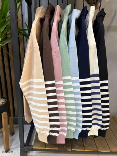 دورس زنانه نیم زیپ راه راه دورس دونخ