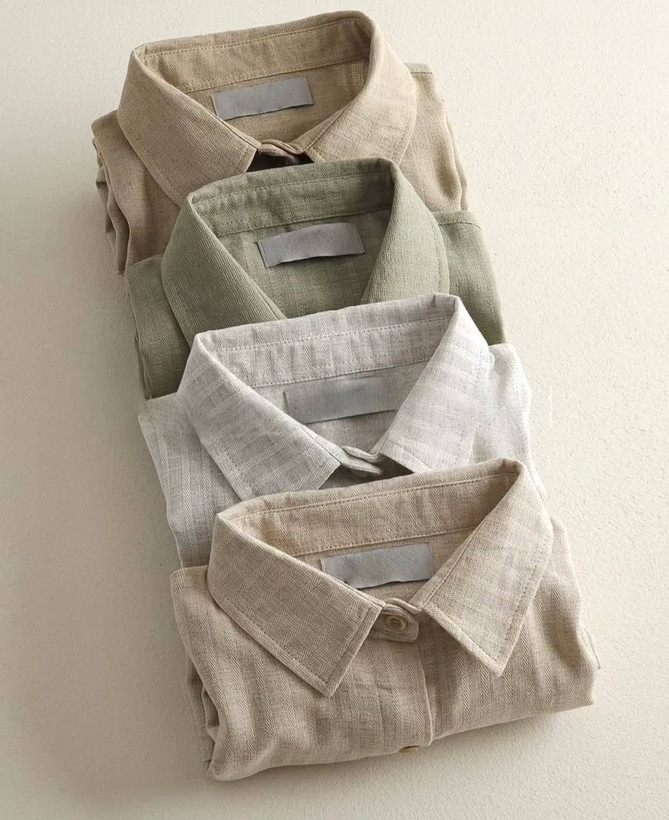 striped linen shirt with double pockets - free size
