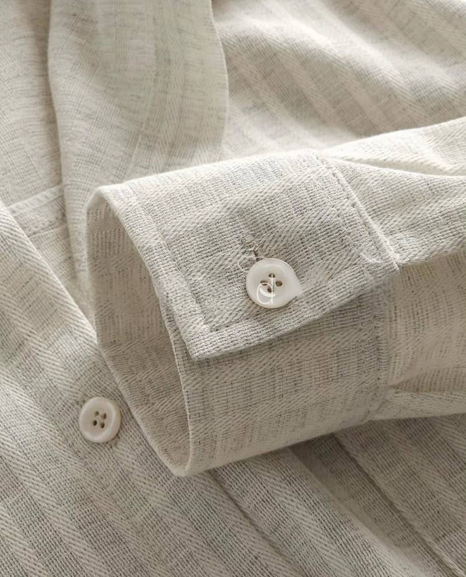 striped linen shirt with double pockets - free size